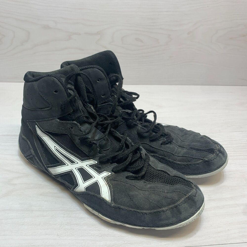 Size 10 Asics Matcontrol Mens Wrestling Shoes Black & White 1081A020